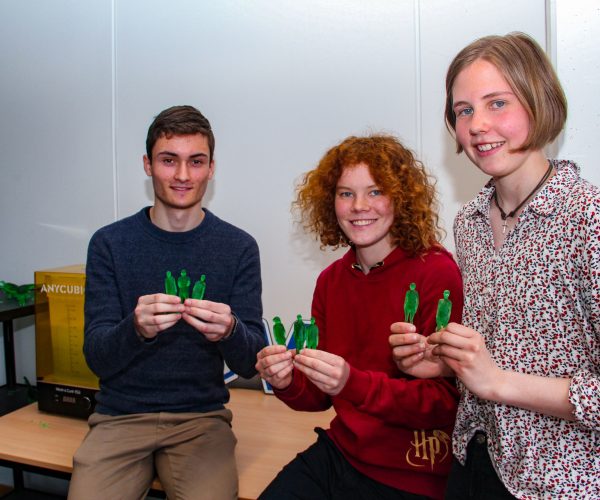 Sie experimentierten im "MakerSpace" im Alstergymnasium mit dem 3D-Druck eines Klassenfotos.